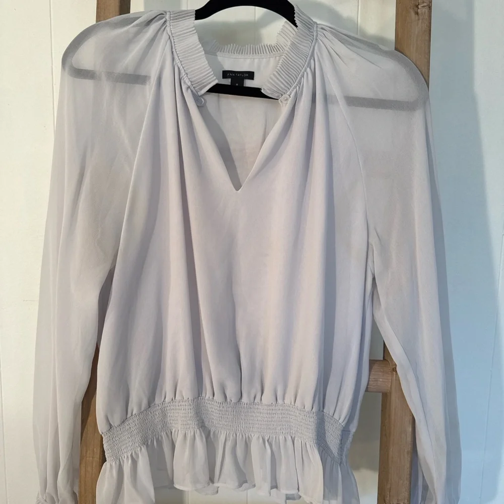 Ann Taylor Gray Blouse - Picture 2 of 3